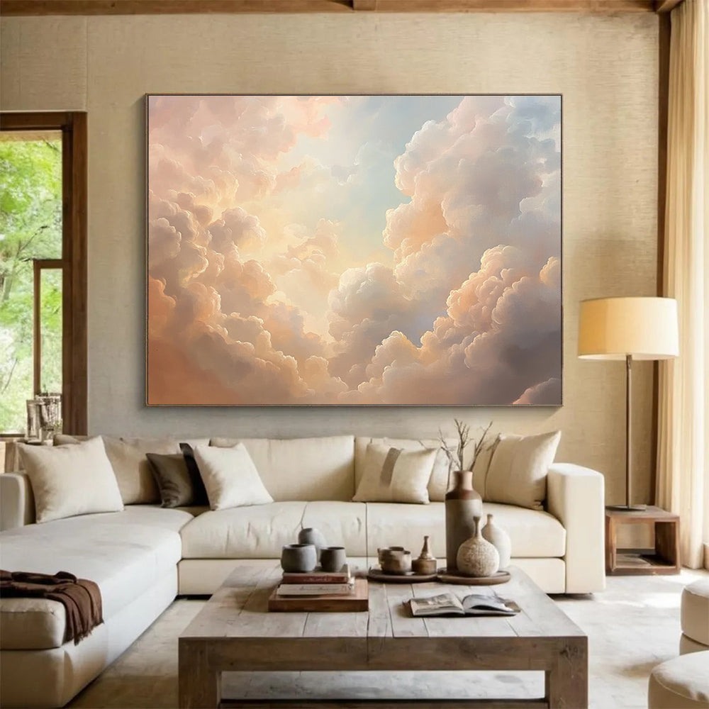 Fluffy Clouds in Sky Art for Children’s Bedroom & Yoga Studio SC406