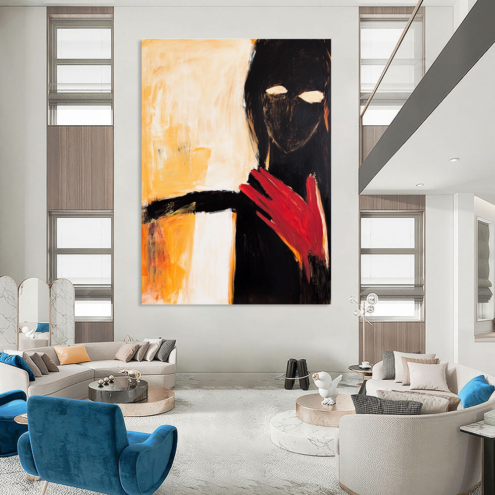 Abstract Figure with Red Hand for Modern Art Gallery & Eclectic Living Room STSC640