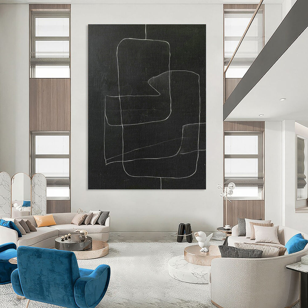 Chalkboard - Style Line Abstract Art for Industrial Café & Home Studio DLZ1157