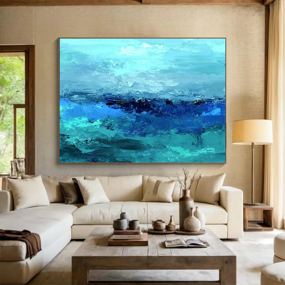 Turquoise Sea Abstract Art for Coastal Spa & Beachfront Villa SC035