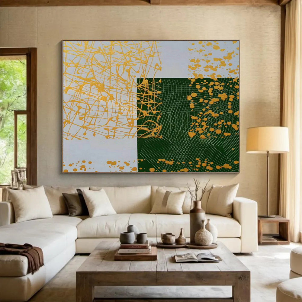 Yellow - Green Splash Abstract Art for Modern Home Outdoor Patio Decor DLZ2691