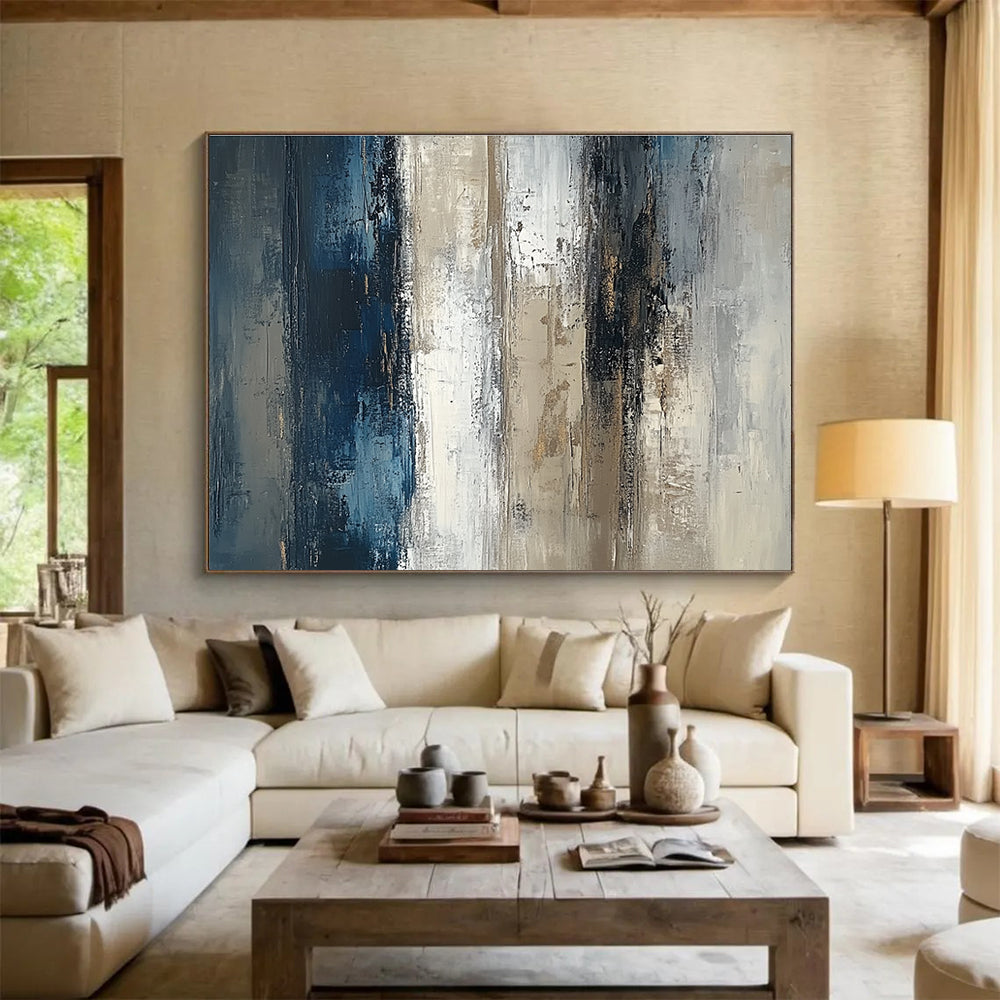 Gray - Blue Abstract Art for Modern Office & Minimalist Living Room SC121