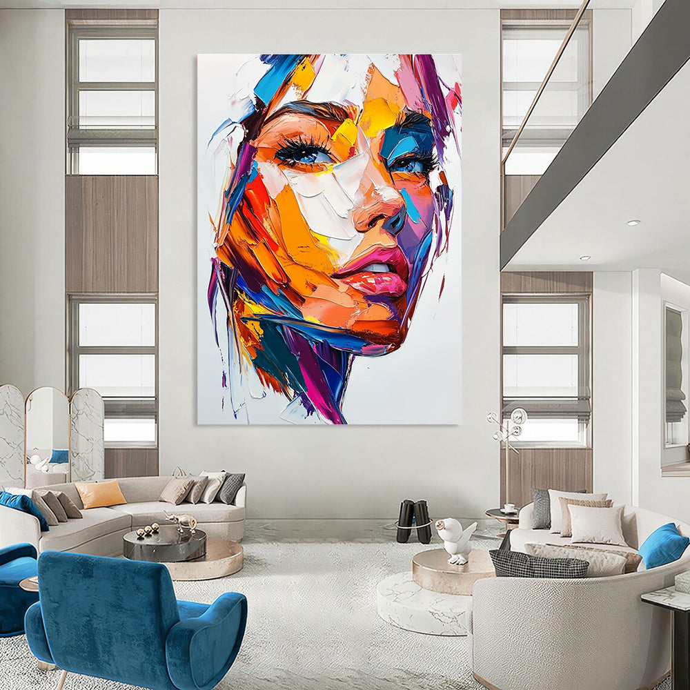 Color Block Abstract Portrait for Contemporary Art Space & Trendy Home Living Room STSC457
