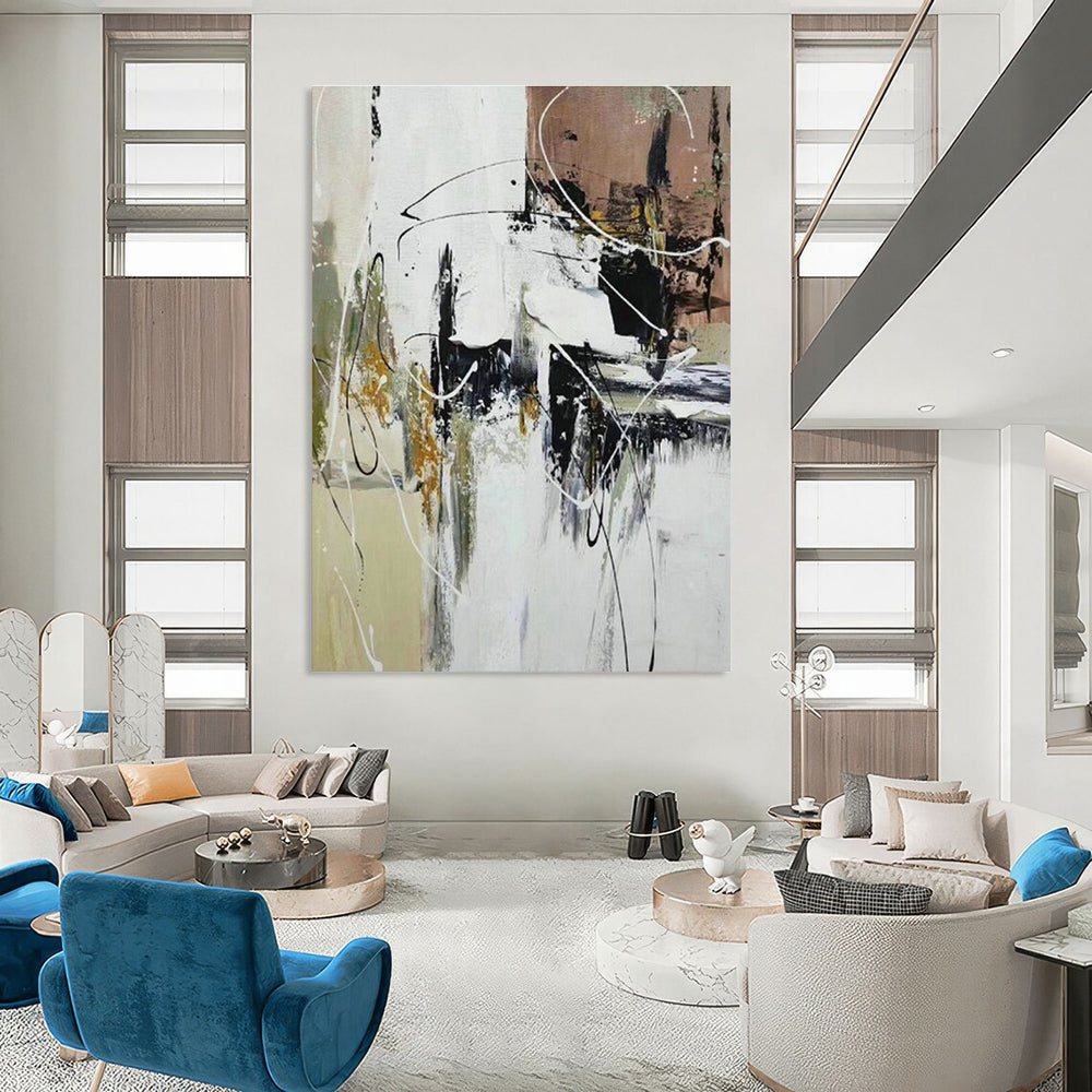 Black - White - Gold Abstract Art for Office & Living Room DLZ0320