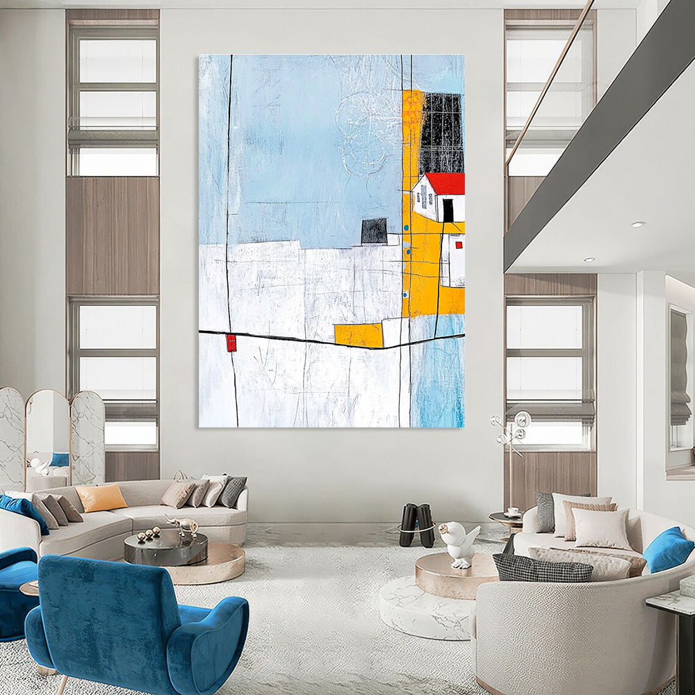 Charming Abstract Village Art for Caf茅 & Country Home STSC688