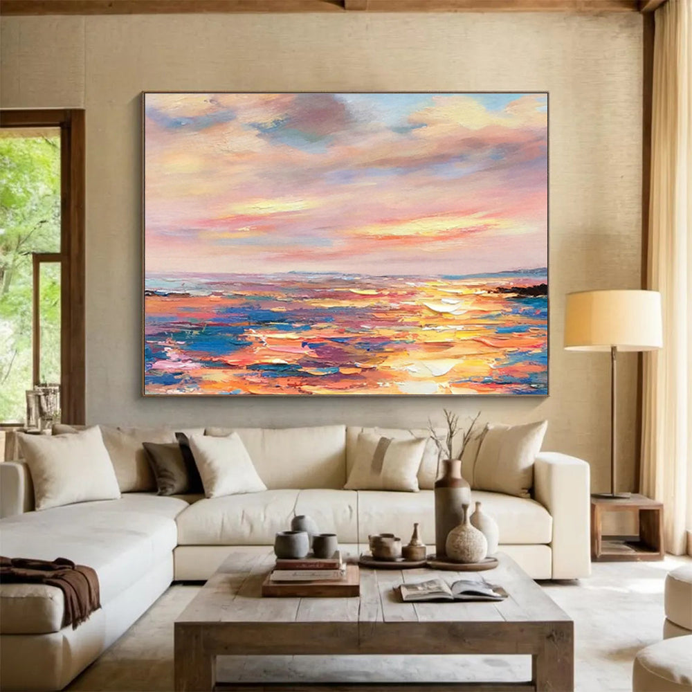 Colorful Sea View Oil Painting for Tropical - Themed Dining Rooms DLZ2496