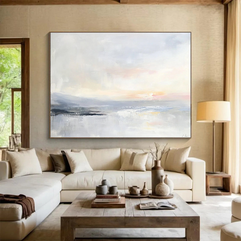 Soft - Toned Sunset Art for Romantic Bedroom & Luxury Spa Lounge SC161