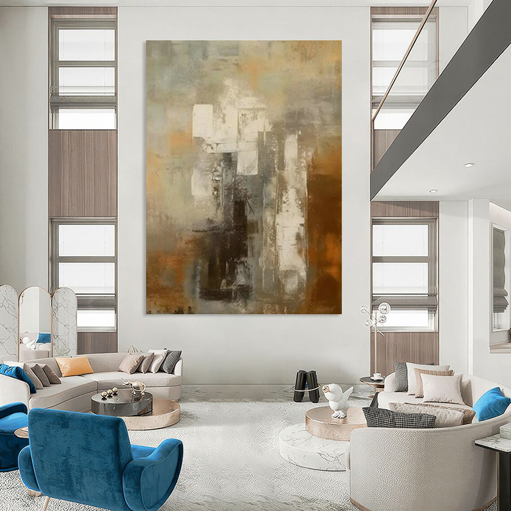 Neutral Geometric Abstract Art for Minimalist Library & Design Studio DLZ1443