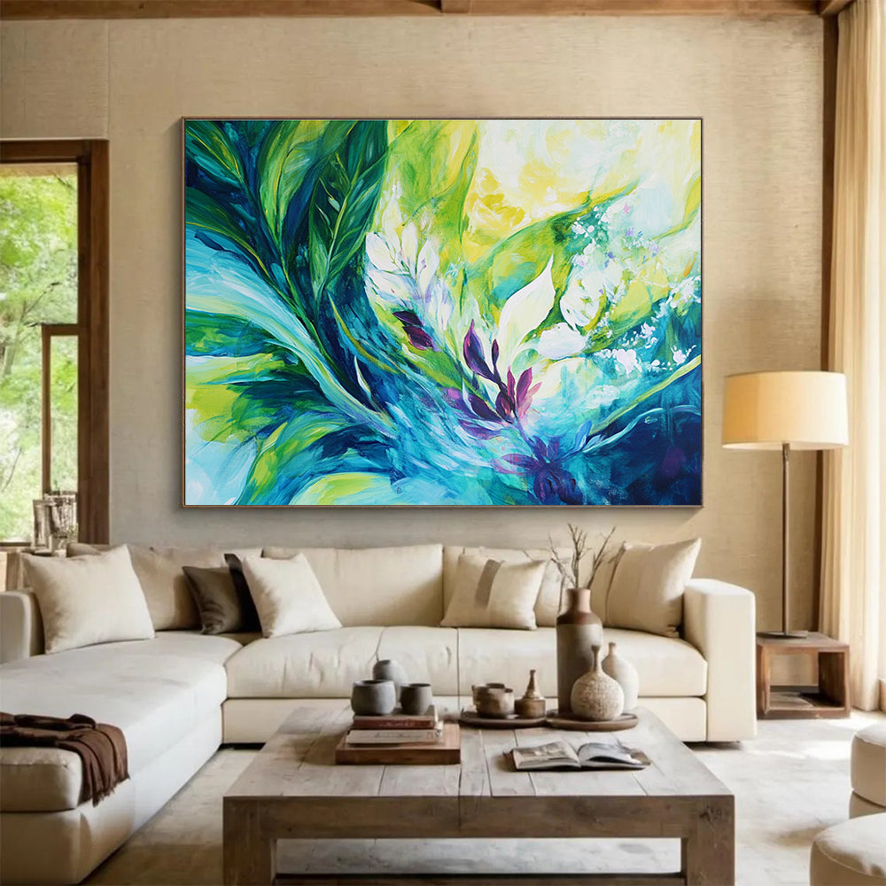 Vibrant Floral Abstraction Art for Luxury Home Living Room & High - End Spa SC431