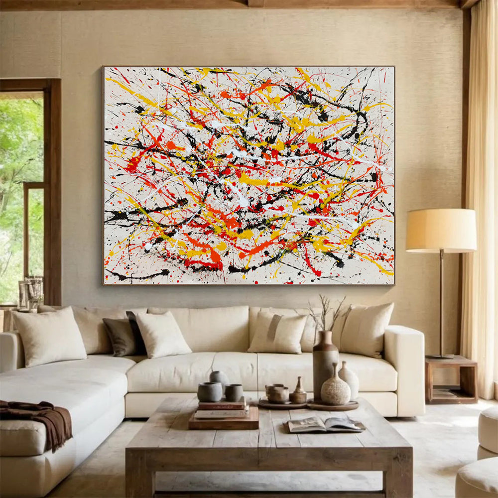 Yellow - Red Splash Abstract Art for Modern Art Gallery Interactive Installations DLZ2687