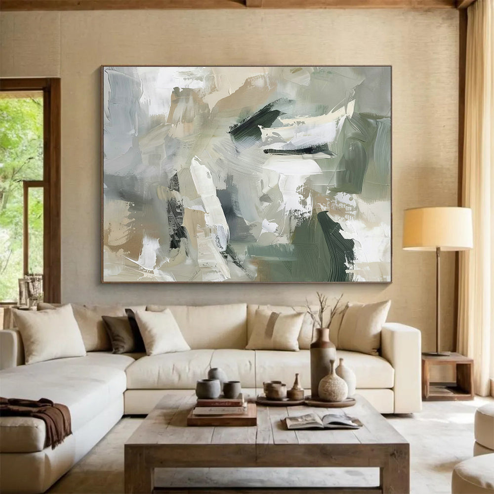Green - Gray Abstract Art for Nature - Inspired Office Lounges DLZ2624