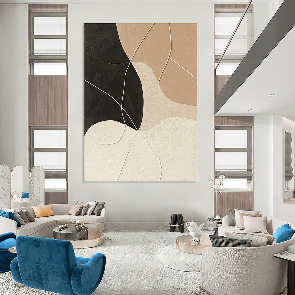 Textured Neutral Abstract Shapes for Minimalist Living Room & Contemporary Art Studio STSC468
