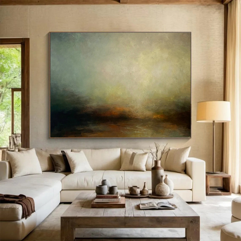 Hazy Landscape Oil Painting for Zen - Inspired Meditation Room Corners DLZ3157