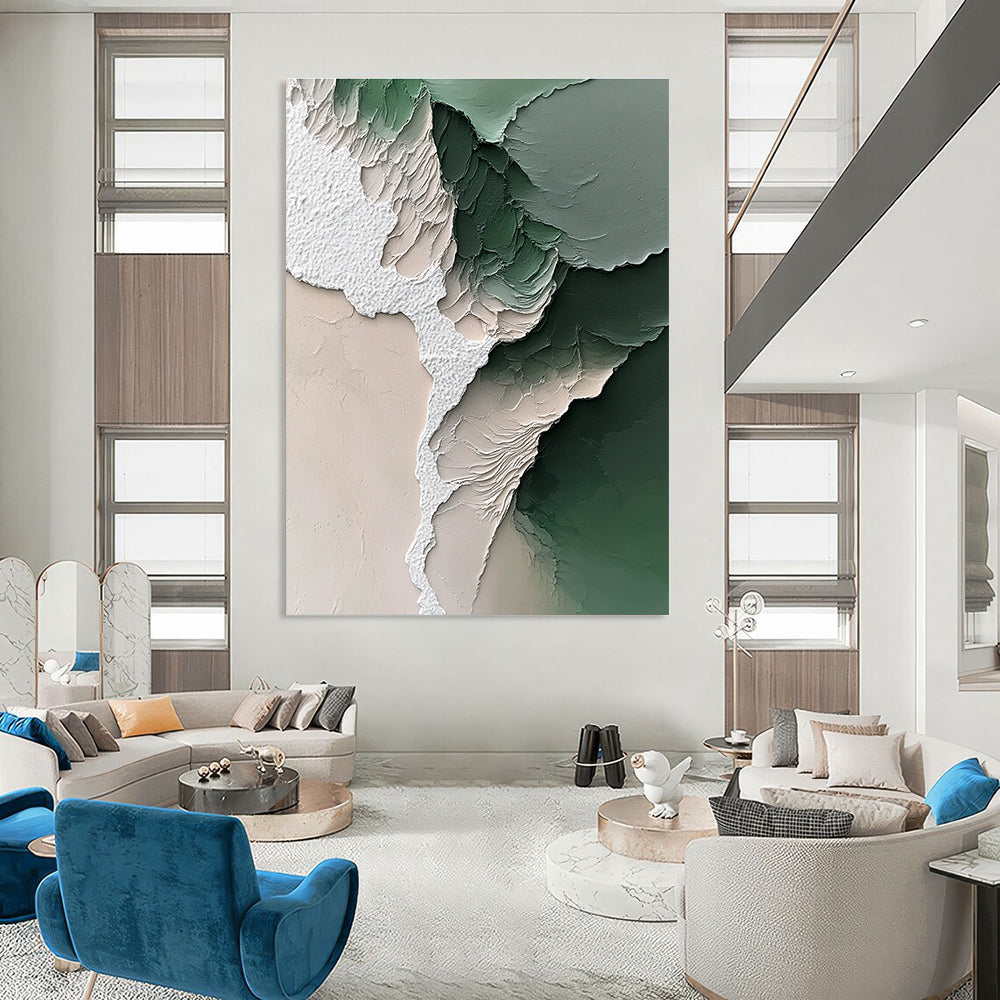 Textured Green and White for Nature - Inspired Living Room & Contemporary Art Studio STSC1246