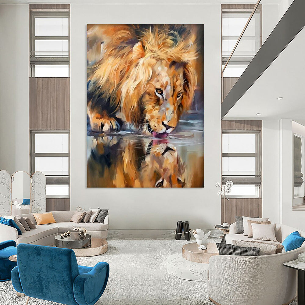 Lion at Water Art for Safari Lodge & Man Cave DLZ2347