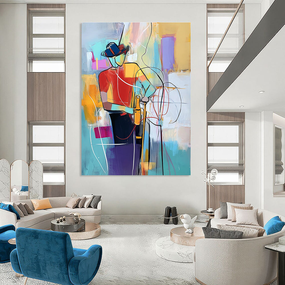 Colorful Abstract Figure for Eclectic Living Room & Artistic Community Space STSC554