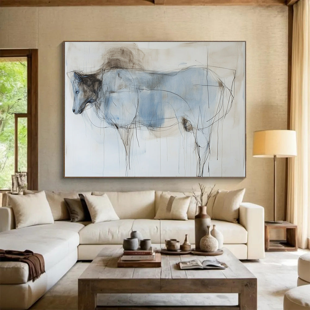 Sketchy Horse Figure Art for Equestrian Club Lounge & Bohemian Home Study SC153