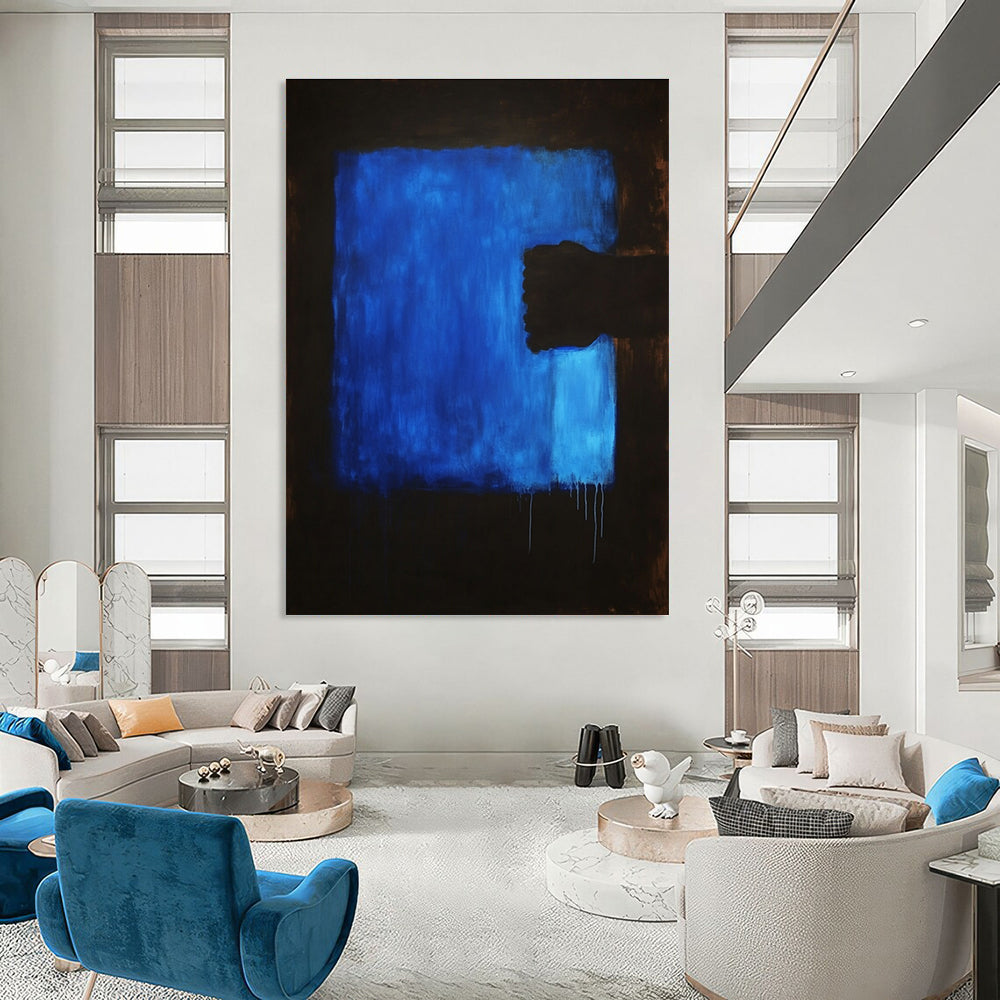 Blue and Black Abstract Form Art for Modern Art Gallery & Industrial - Style Lounge STSC1313