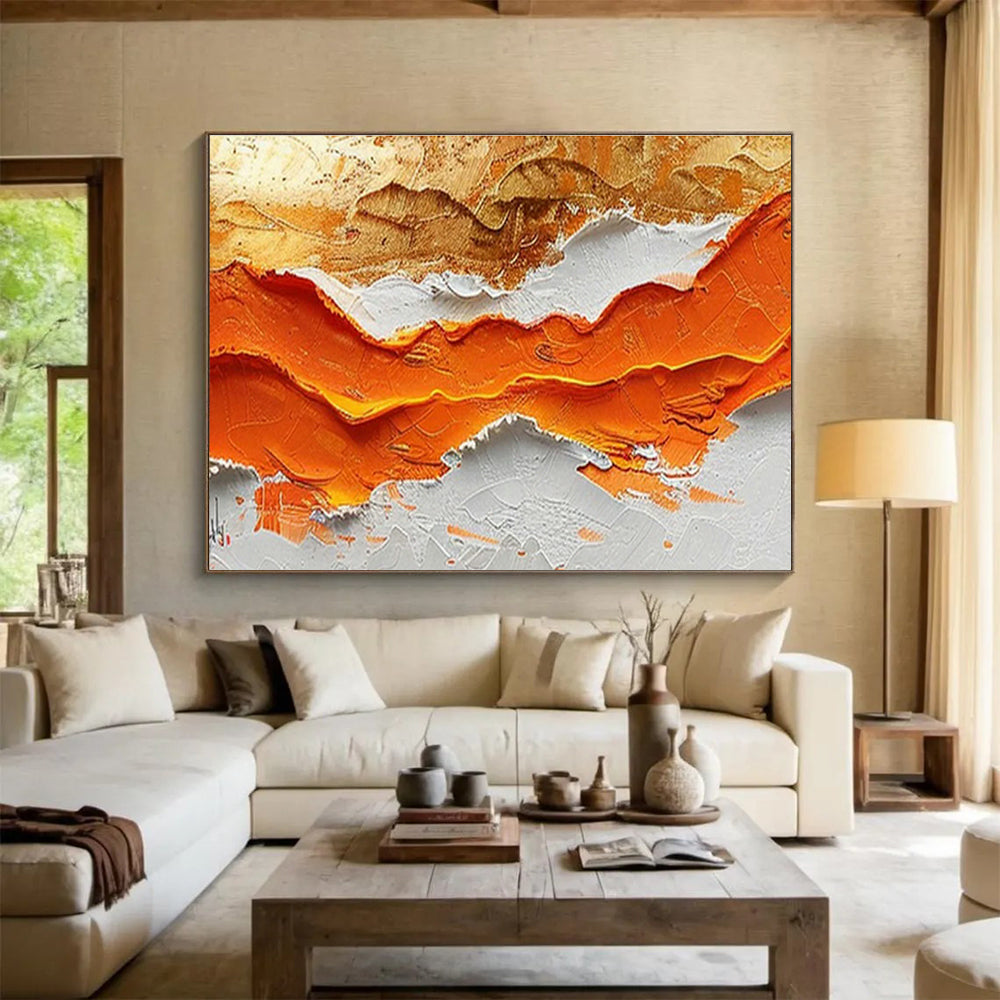 Orange Mountain Relief Art for Modern Dining Room DLZ2848