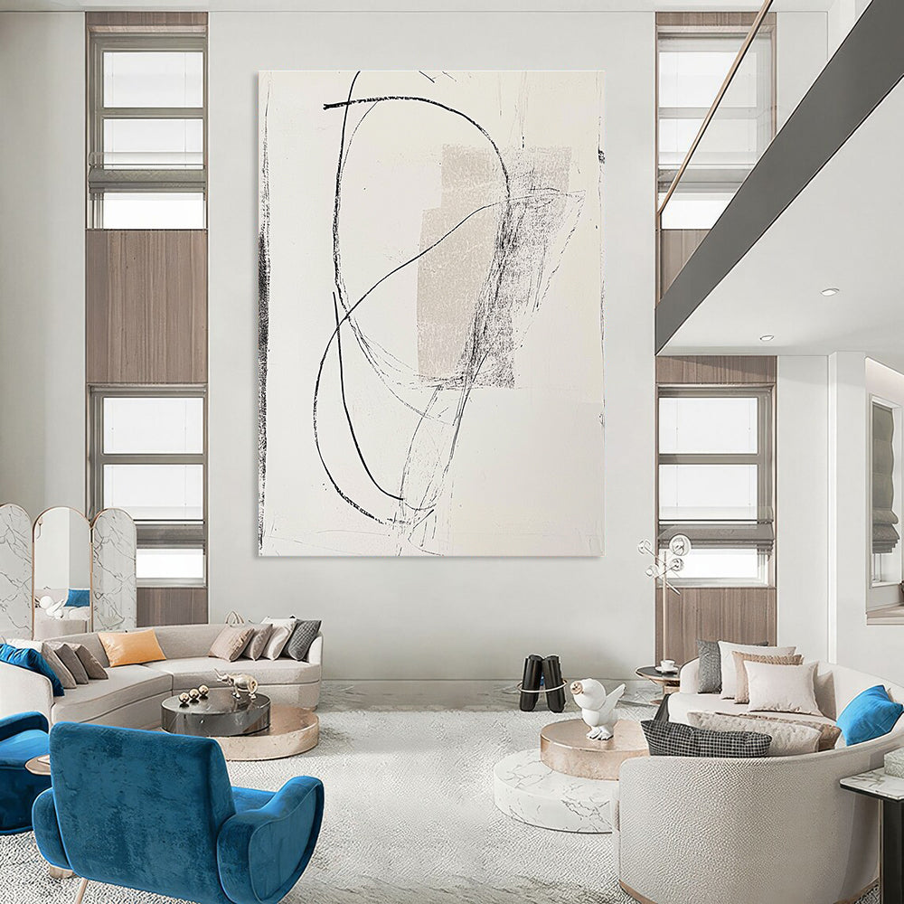 Black and White Abstract Lines for Modern Art Studio & Industrial - Style Loft STSC1256