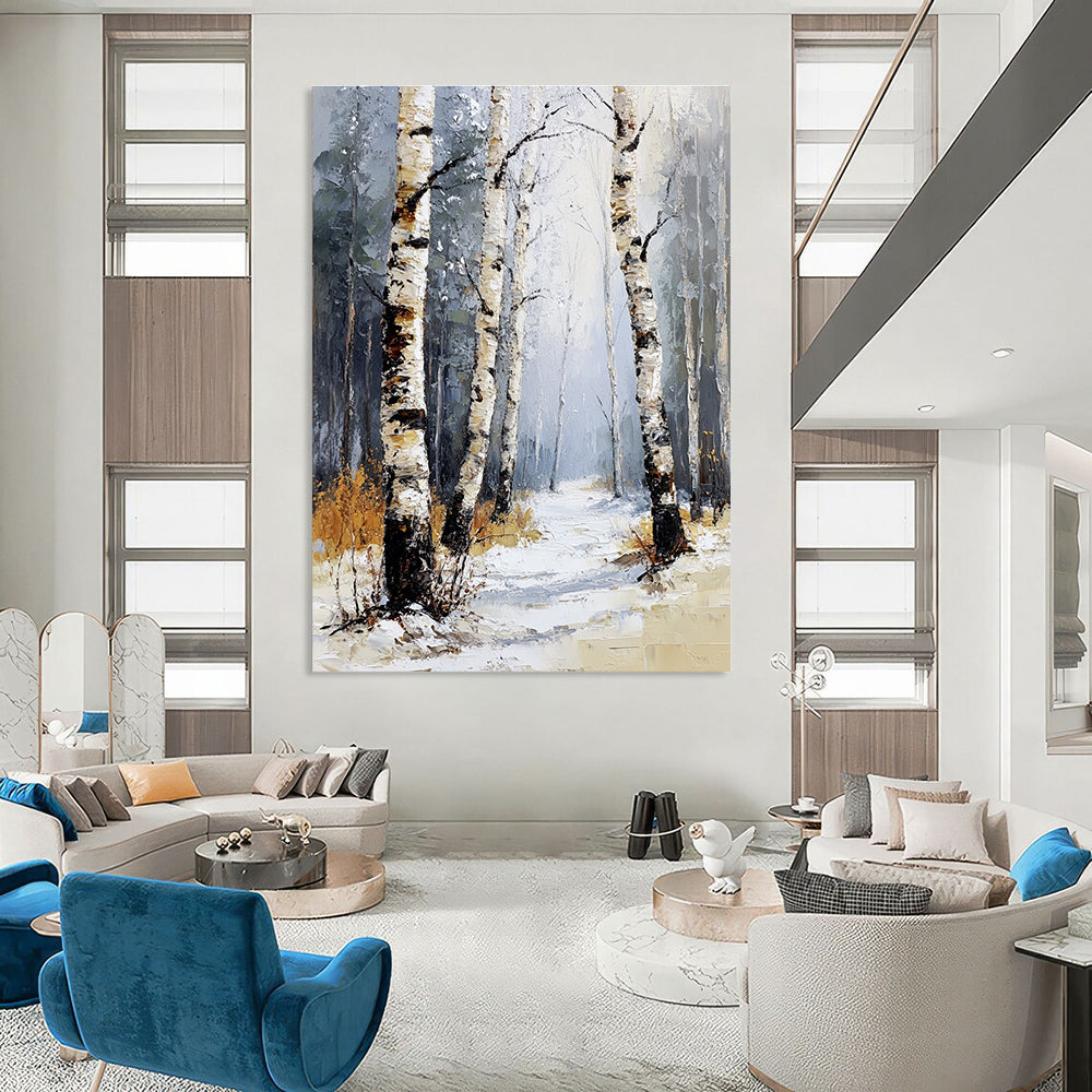 Winter Birch Forest for Cozy Cottage Living Room & Nature - Themed Spa STSC1271