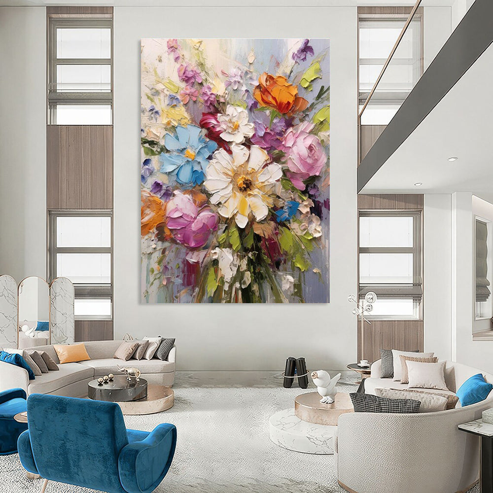 Textured Flower Bouquet Art for Florist Shop & Living Room DLZ2293