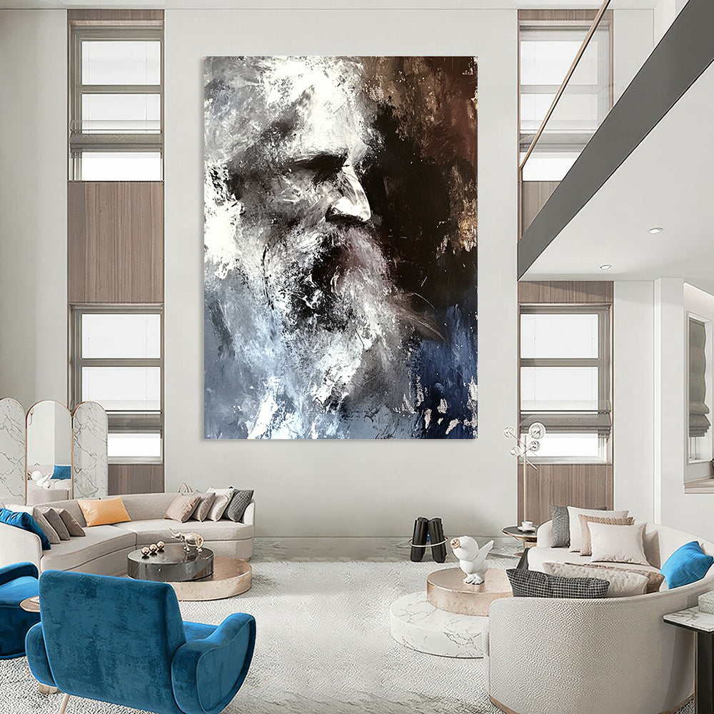Monochrome Portrait with Texture for Thoughtful Study & Contemporary Art Gallery STSC229