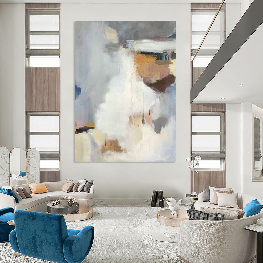 Gray - White Color - Block Abstract for Modern Office Lounge & Art - Focused Library DLZ0963