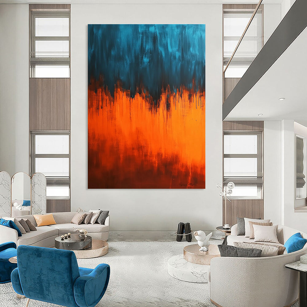 Blue and Orange Dripping Abstract for Creative Studio & Vibrant Bar STSC385