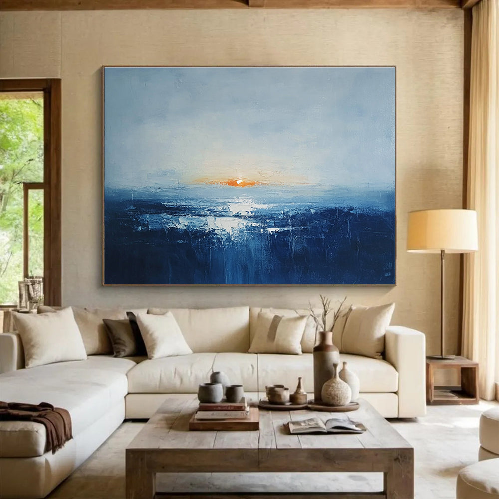 Subtle Sunset Seascape Art for Coastal Home Library & Serene Waiting Room SC106