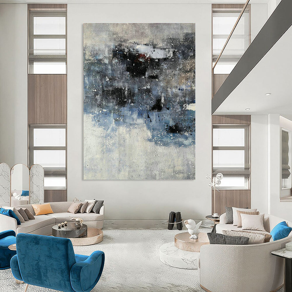 Blue - Grey Abstract Art for Living Room & Bedroom DLZ0549