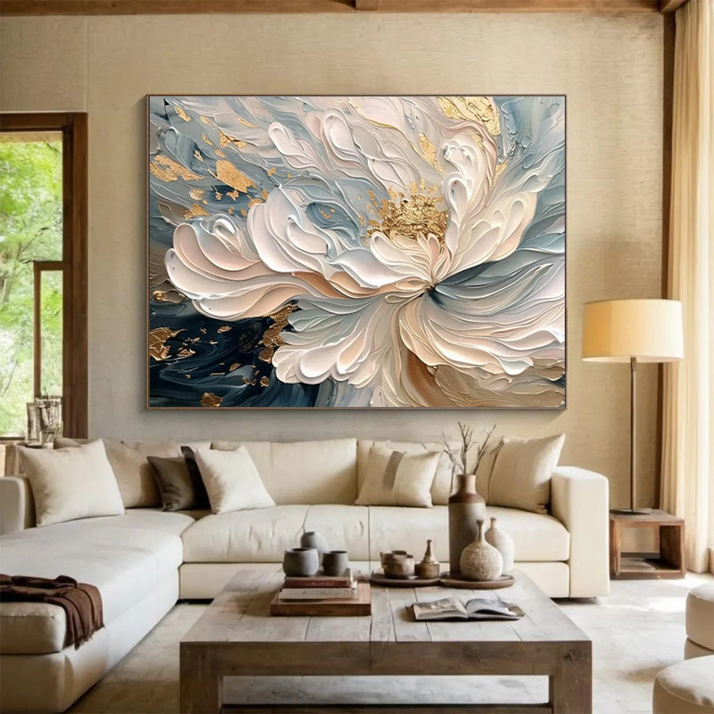 Gold - Dusted Floral Relief Art for Luxe Dining Room Elegance DLZ3066