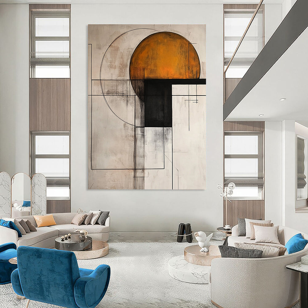 Geometric Abstract with Orange Circle for Creative Studio & Contemporary Workplace STSC239