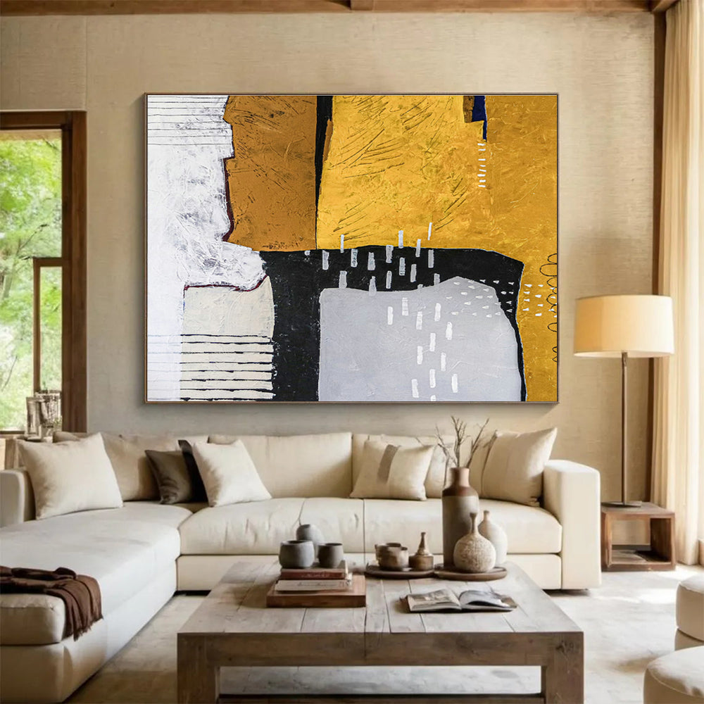 Yellow - Black Geometric Abstract Art for Industrial - Chic Retail Store DLZ2958