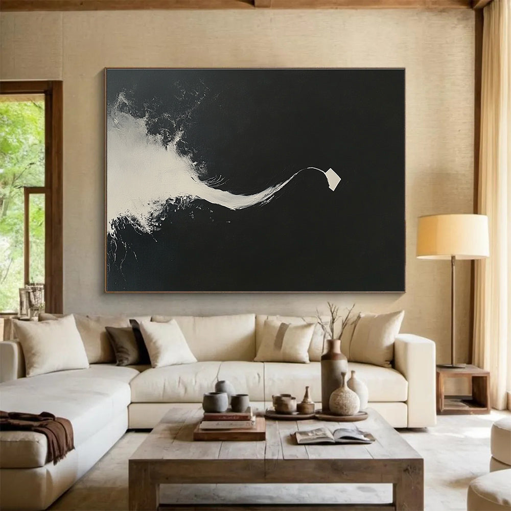 Black White Flow Art for Contemporary Dance Studio & Zen Meditation Space SC096