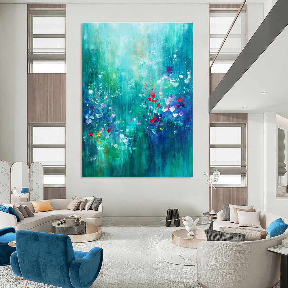 Luxe Green - Gold Dot Art for Hotel Lobby & Sophisticated Living Room STSC1021