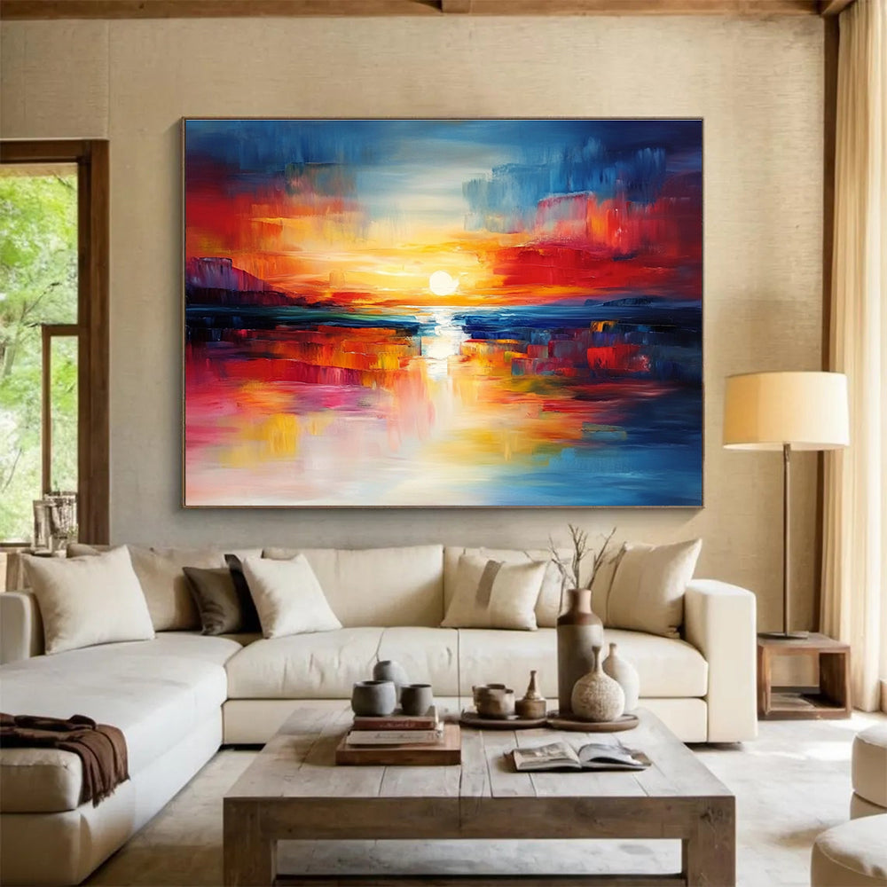 Colorful Sunset Art for Living Room & Beachfront Hotel SC561