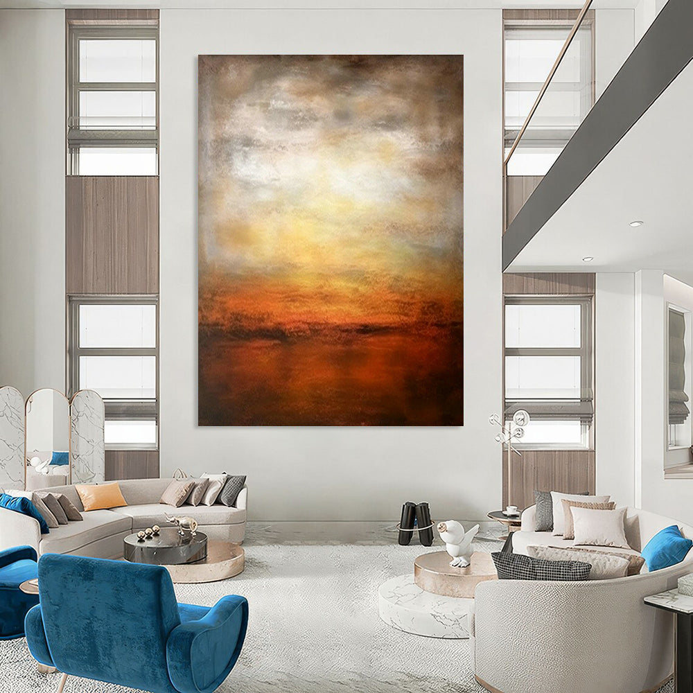 Orange - Yellow Gradient Abstract Art for Living Room & Dining Room DLZ0444