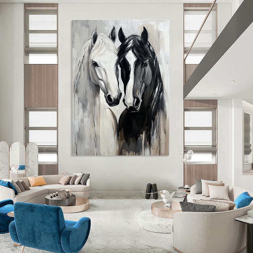 Two Horses’ Heads Art for Equestrian Center & Rustic Home Office STSC1388