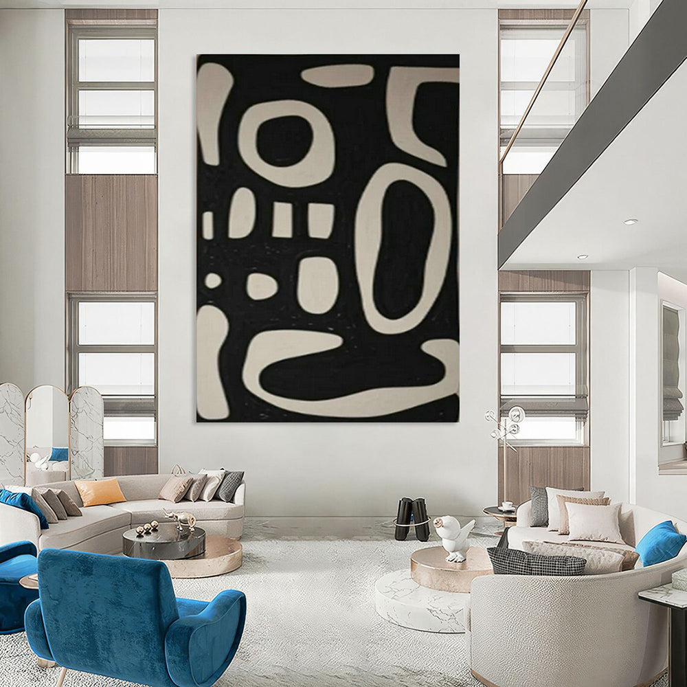 Black and White Symbolic Abstract Art for Bohemian - Inspired Home & Creative Collective Space DLZ1977