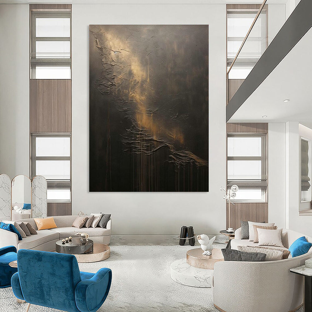 Textured Dark Abstract Art for Industrial - Style Lounge & Black - Tie Event Venue DLZ2363