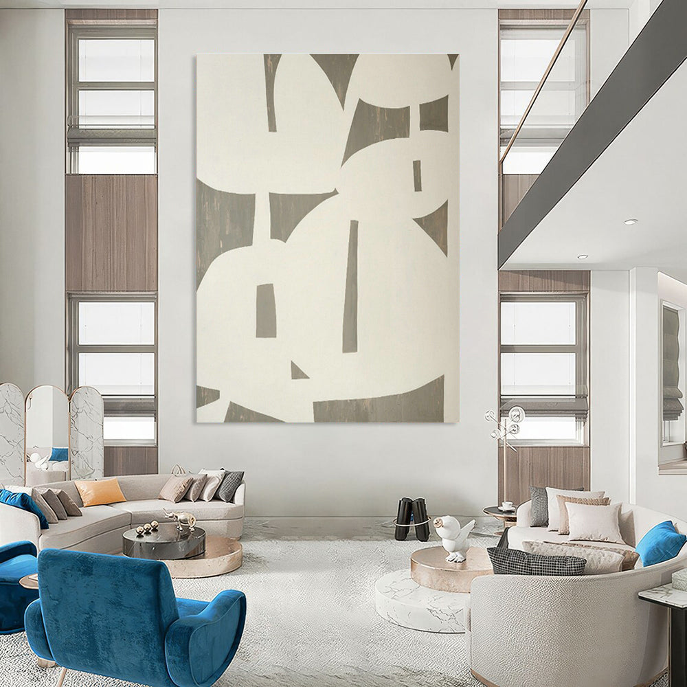 Gray - White Geometric Art for Minimalist Gallery & Industrial - Style Office DLZ1888