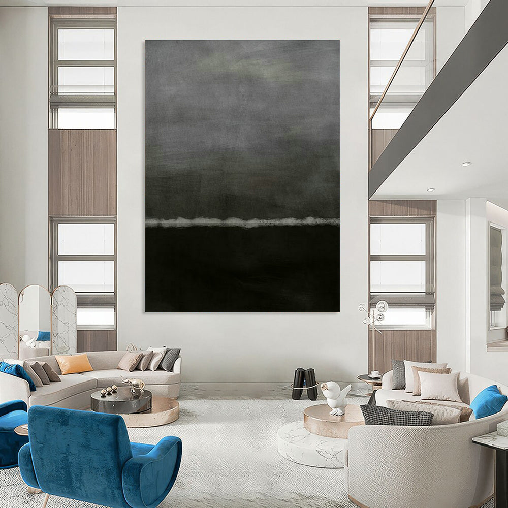Gray and Black Minimalist Abstract Art for Bedroom & Modern Studio Apartment DLZ1209