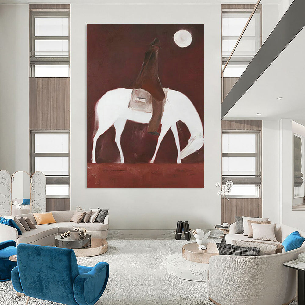 Equestrian Night Art for Western - Style Ranch House & Equestrian Club Library DLZ1432