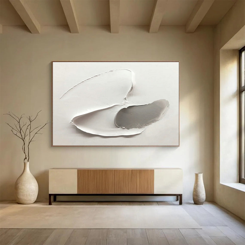 Gray - White Textured Art for Minimalist Bedroom Calm Nooks DLZ3296