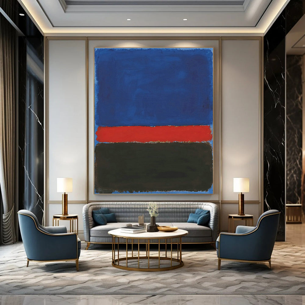 Blue - Red - Black Color Block Art for Living Room & Office DLZ0460