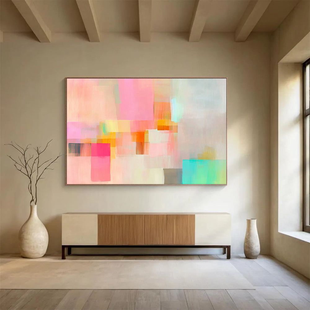 Pastel Geometric Abstract Art for Feminine Boutique & Cozy Café SC302