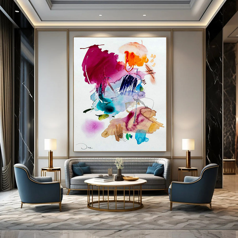 Watercolor Blend Abstract Art for Bohemian - Style Home Living Rooms DLZ0086