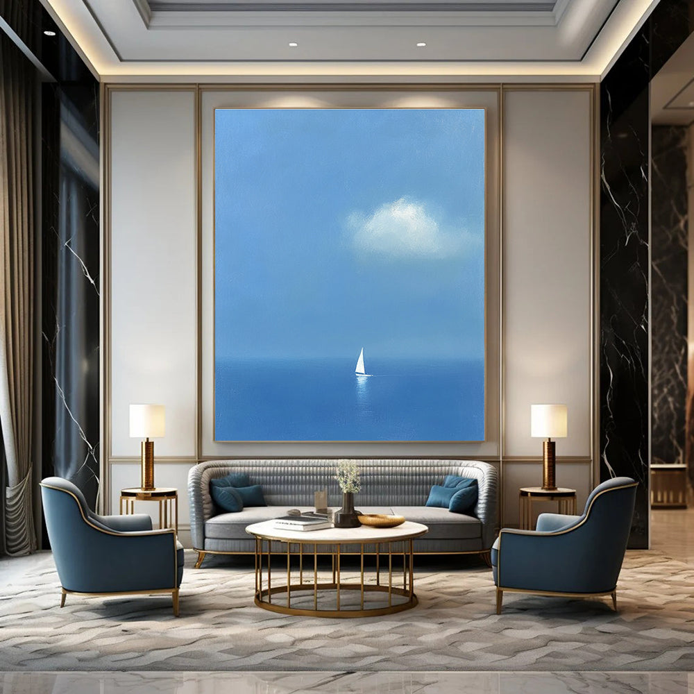 Solitary Sailboat at Sea for Minimalist Living Room & Relaxation Lounge STSC1255