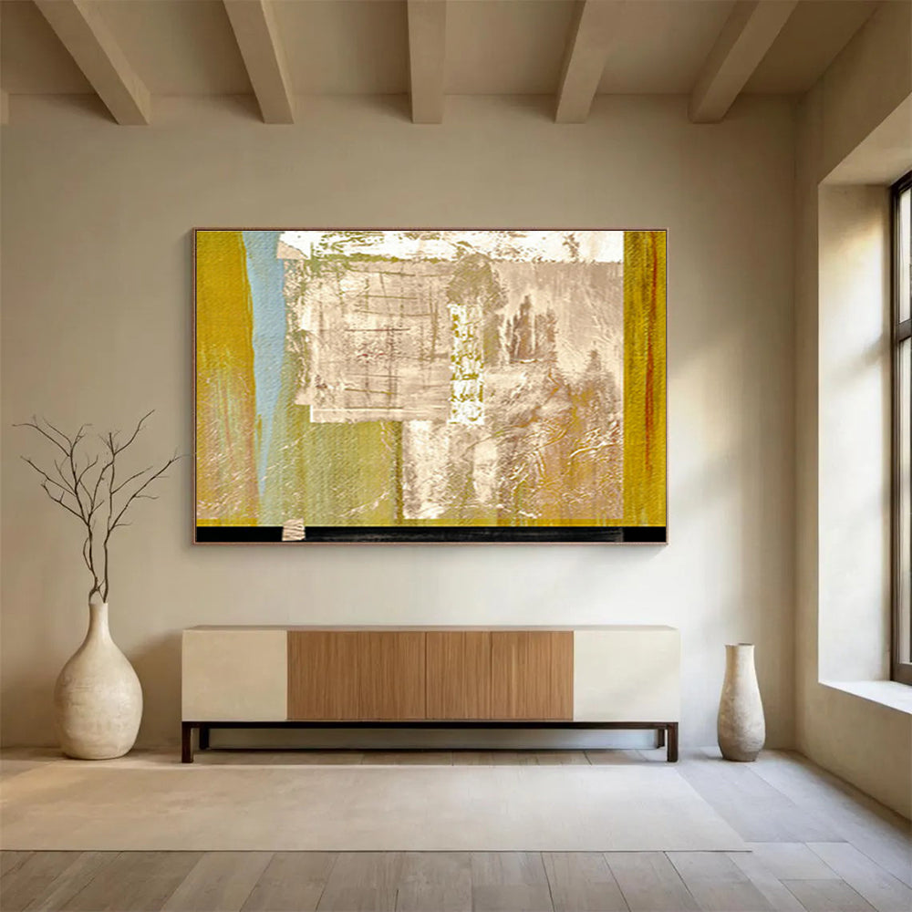 Yellow - Brown Geometric Abstract Art for Industrial - Style Hallway DLZ2777